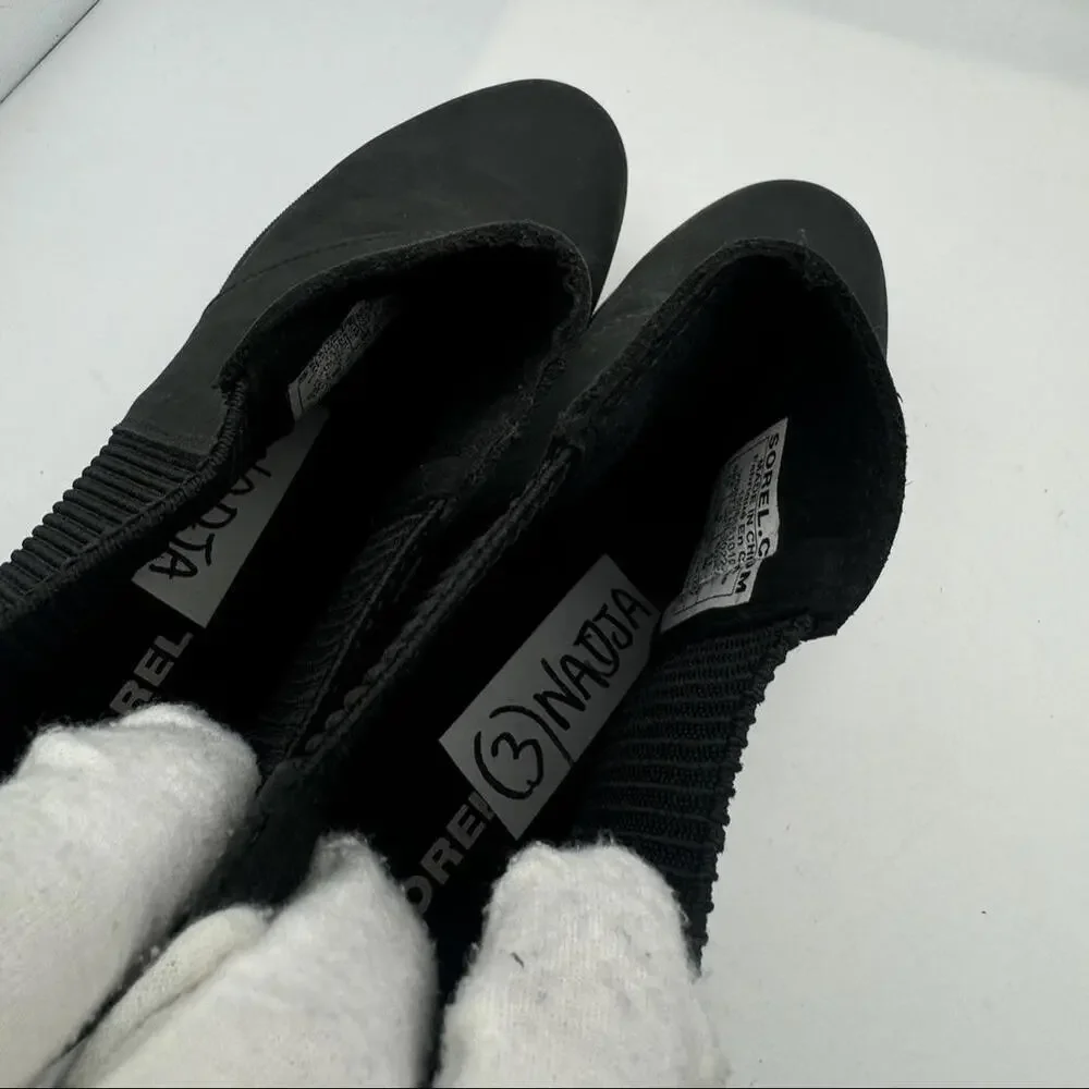 Sorel Joan of Arctic Leather Wedge Chelsea Boot Black Size 10 US - Picture 8 of 9